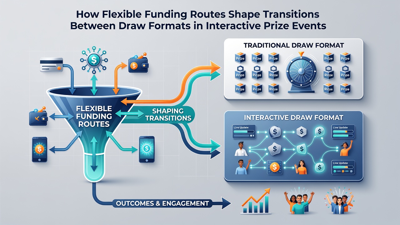 Diagram showing participant flow between fixed and progressive draw formats supported by flexible deposits