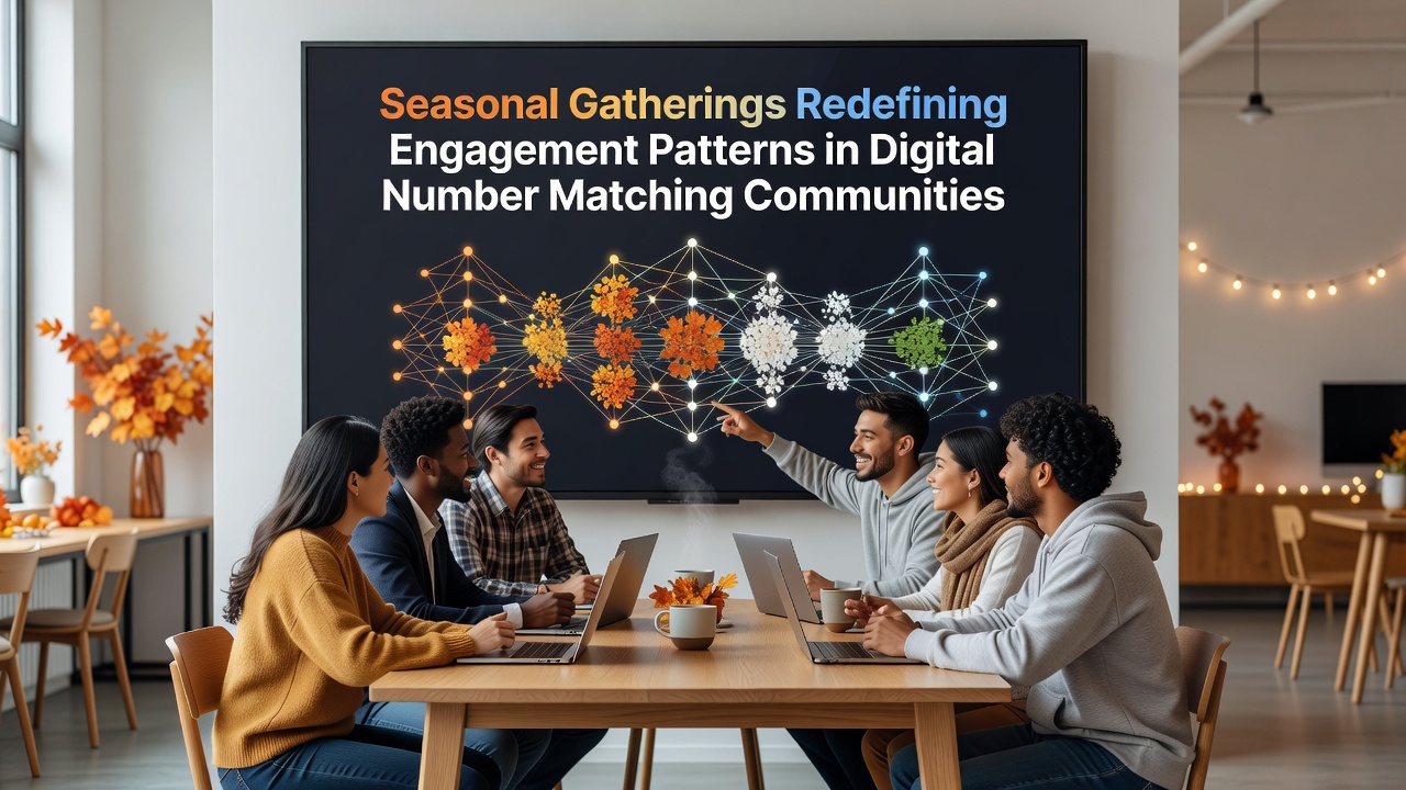 Digital number matching interface showing seasonal event themes and participant activity graphs