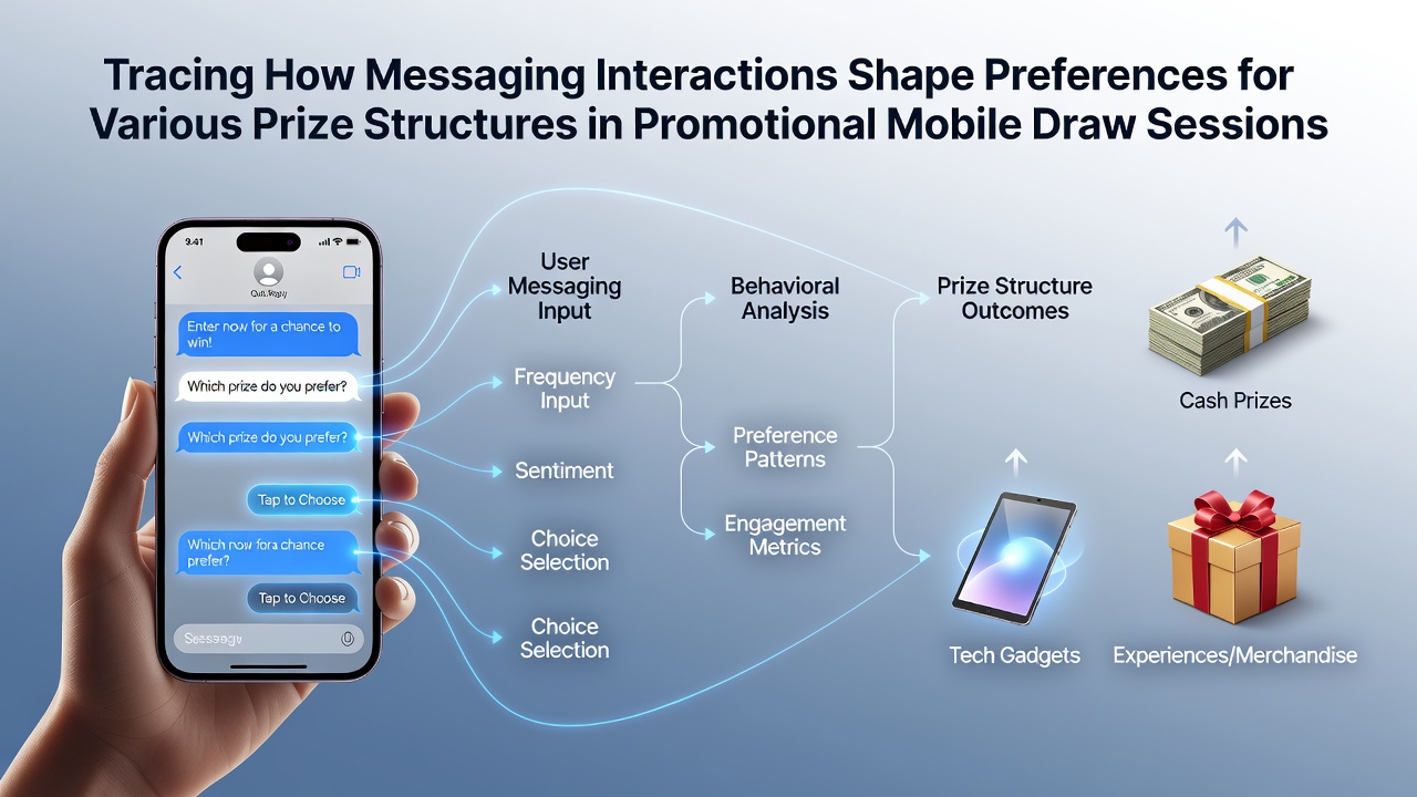 Mobile app interface showing messaging features during a promotional draw session with users discussing prize options