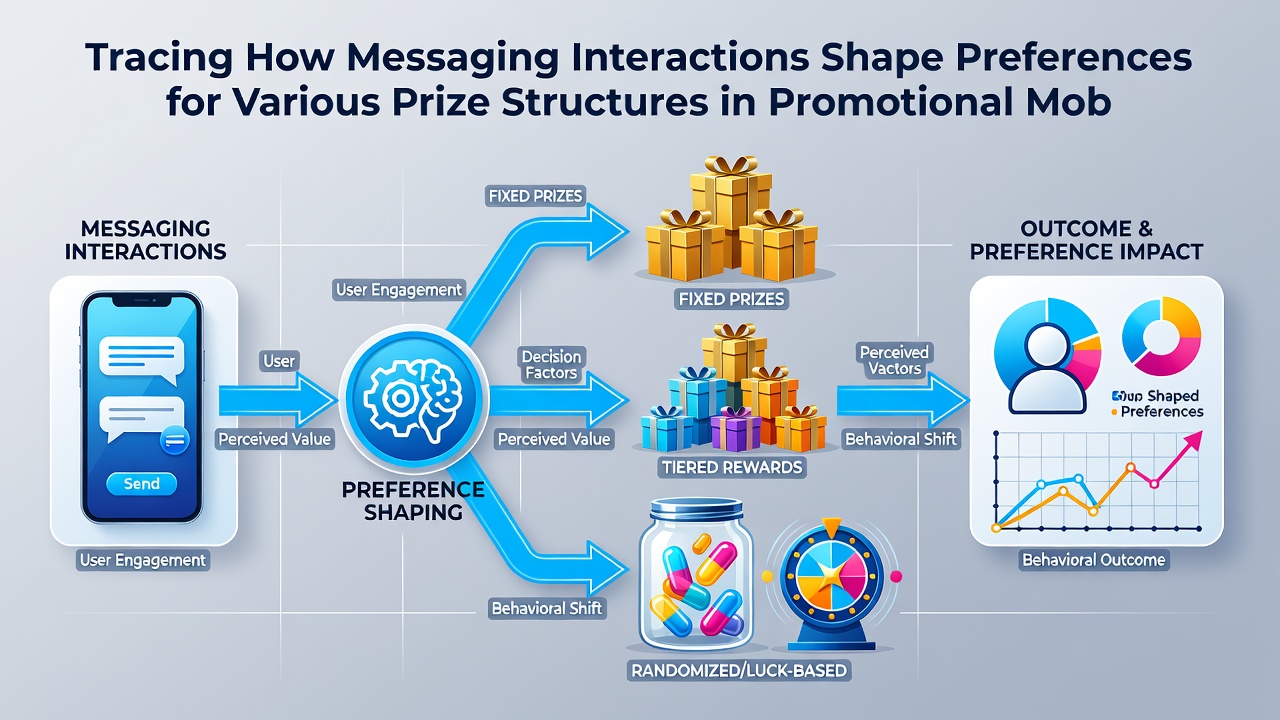 Data visualization chart displaying prize preference shifts correlated with messaging volume in mobile draw sessions